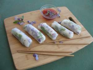 wildflower spring rolls Redbud & wisteria flower spring rolls